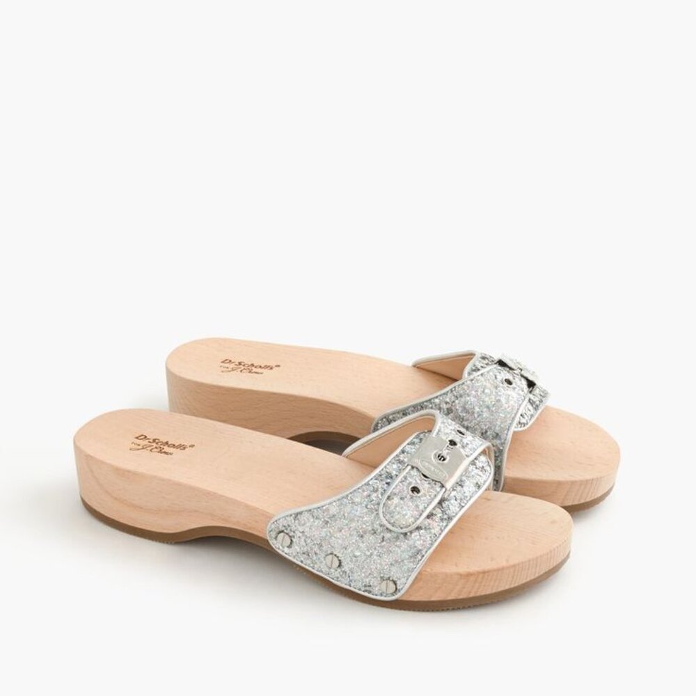 Dr. Scholl's for JCrew Silver Mules with Comfort Footbed